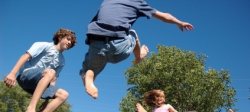 Teens jumping